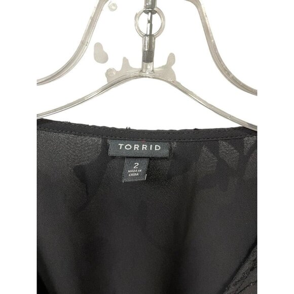 Torrid Peplum Chiffon Clip Floral Blouson Sleeve Top Women’s Plus Size 2 18-20 - Picture 3 of 7